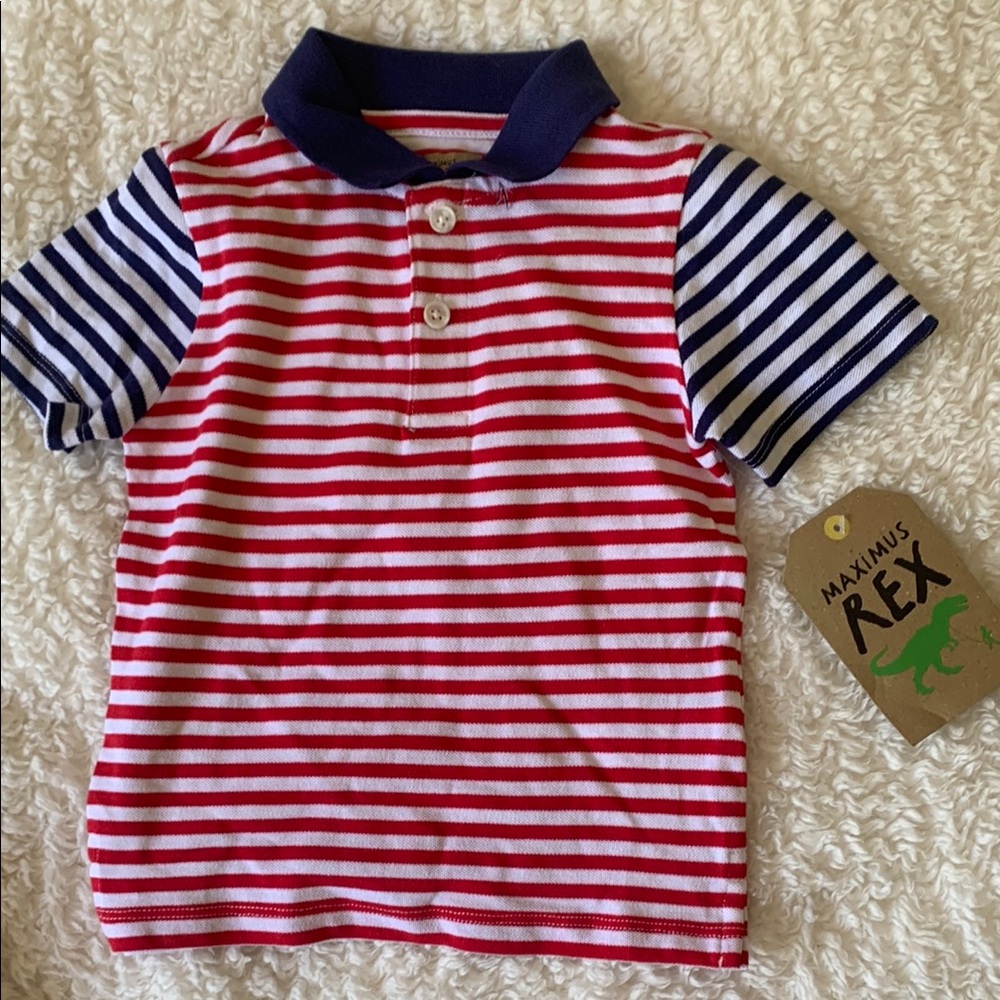 Red and Blue Striped Kids Polo Shirt